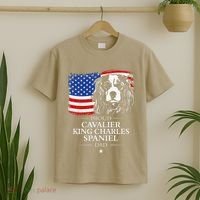 Proud Cavalier King Charles Spaniel Dad American Flag Dog T-Shirt thumb 2