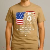 Proud Cavalier King Charles Spaniel Dad American Flag Dog T-Shirt thumb 3