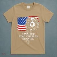 Proud Cavalier King Charles Spaniel Dad American Flag Dog T-Shirt thumb 5