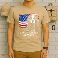 Proud Cavalier King Charles Spaniel Dad American Flag Dog T-Shirt thumb 6