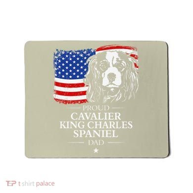 Proud Cavalier King Charles Spaniel Dad American Flag Dog Mousepad