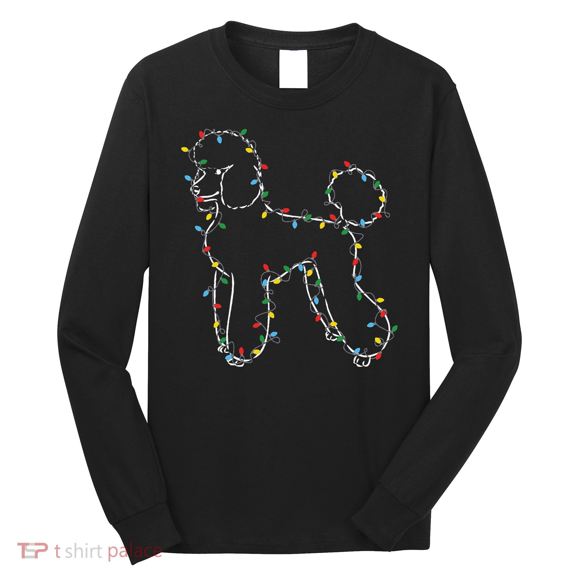 Poodle Christmas Lights Poodle Dog Lover Ugly Sweater Xmas Long Sleeve Shirt