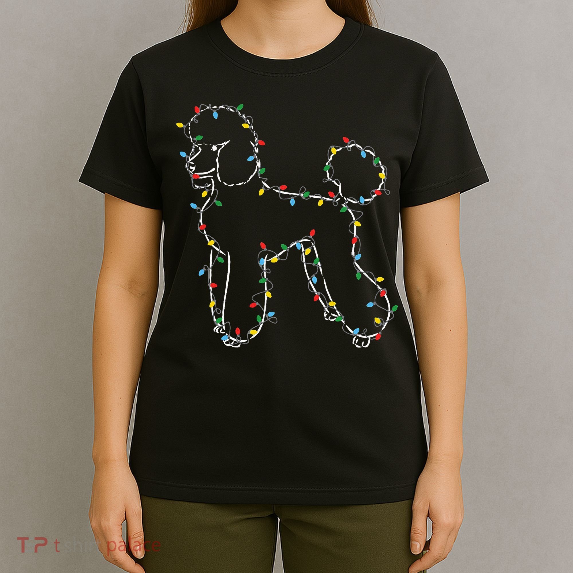 Poodle Christmas Lights Poodle Dog Lover Ugly Sweater Xmas T-Shirt