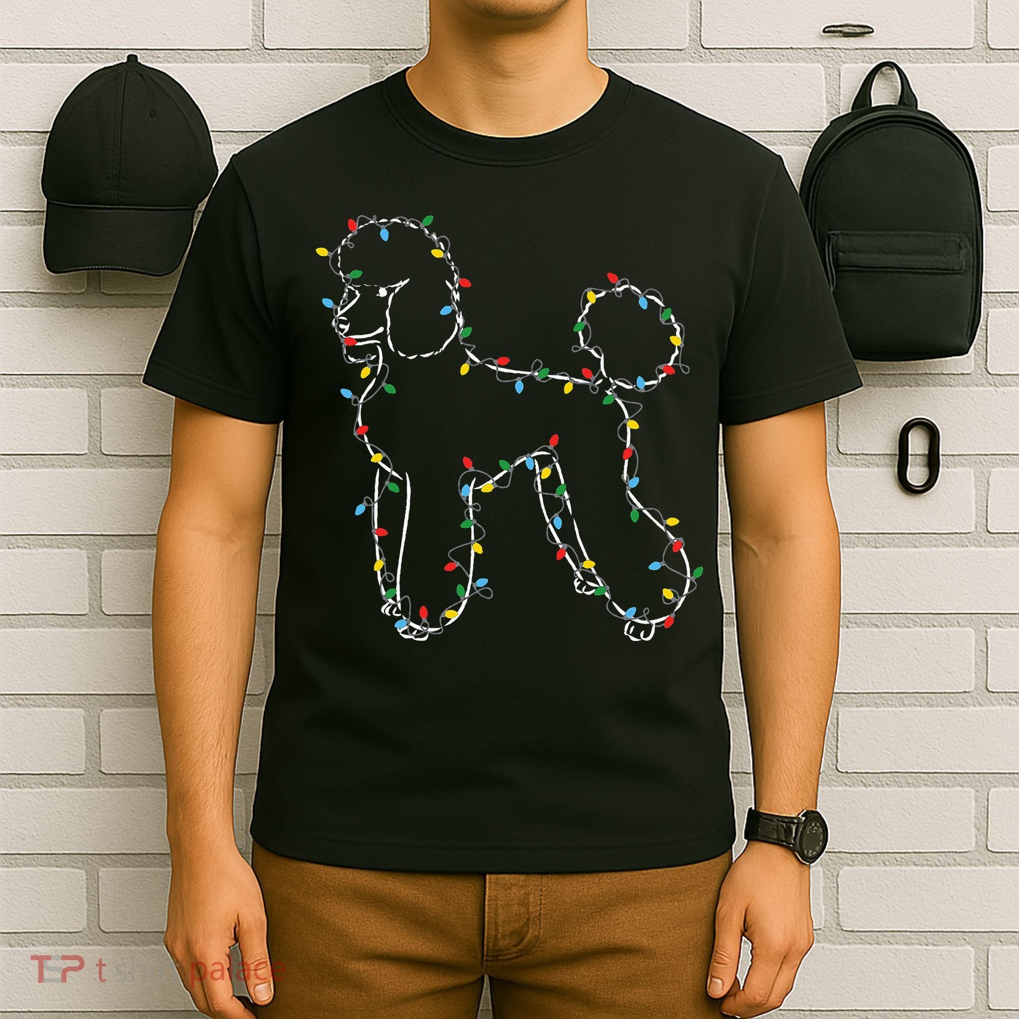 Poodle Christmas Lights Poodle Dog Lover Ugly Sweater Xmas T-Shirt