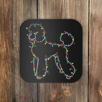 Poodle Christmas Lights Poodle Dog Lover Ugly Sweater Xmas Coaster thumb 0
