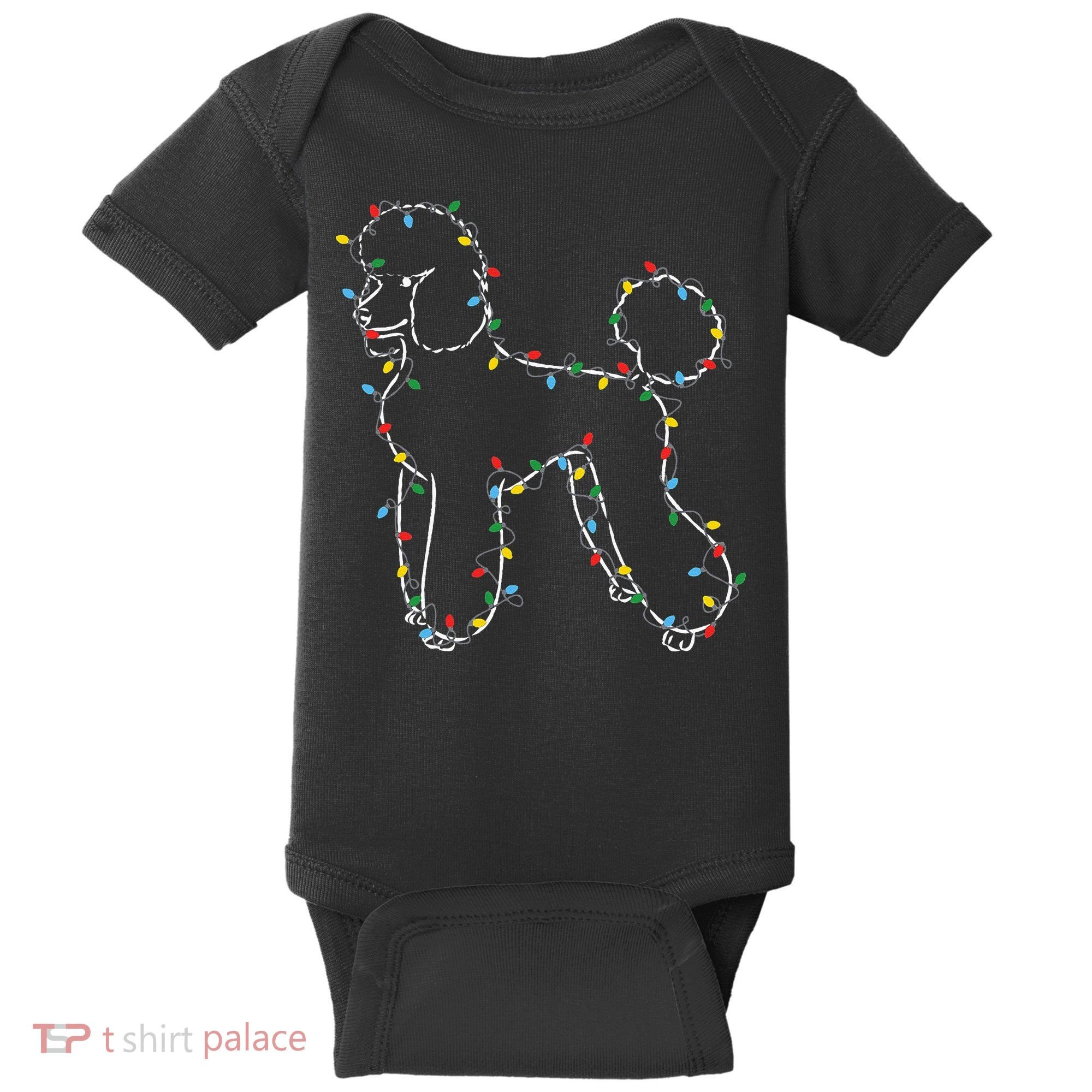 Poodle Christmas Lights Poodle Dog Lover Ugly Sweater Xmas Baby Bodysuit