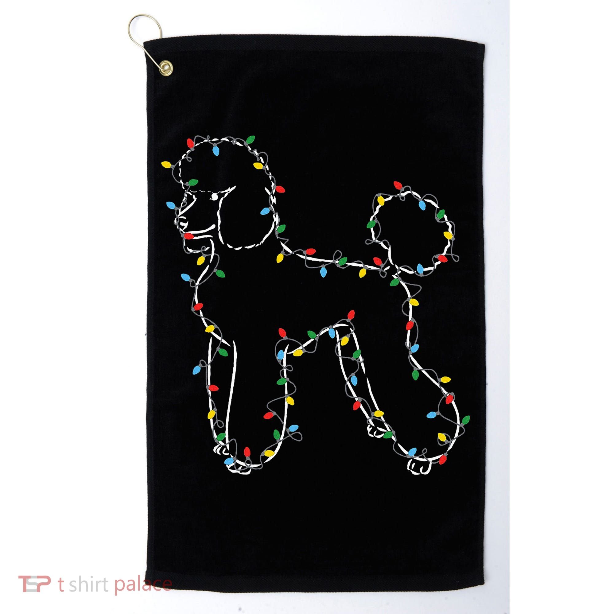 Poodle Christmas Lights Poodle Dog Lover Ugly Sweater Xmas Golf Towel