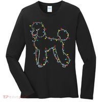 Poodle Christmas Lights Poodle Dog Lover Ugly Sweater Xmas Women's Long Sleeve Shirt thumb 0