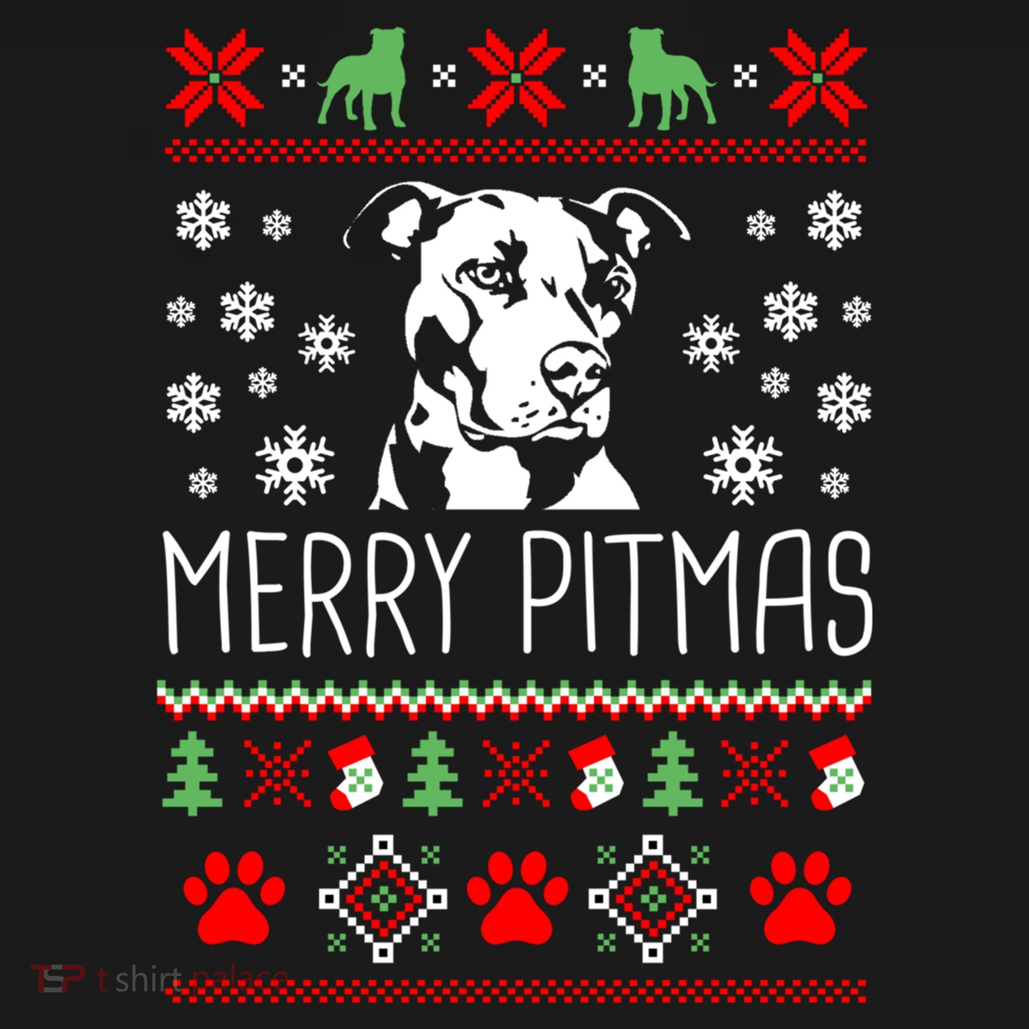 Pitbull Christmas Lovers Merry Pitmas Ugly Christmas Gift Doggie Tank