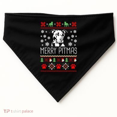 Pitbull Christmas Lovers Merry Pitmas Ugly Christmas Gift USA-Made Doggie Bandana