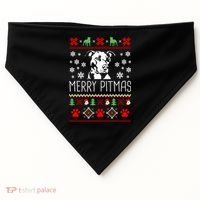 Pitbull Christmas Lovers Merry Pitmas Ugly Christmas Gift USA-Made Doggie Bandana thumb 0