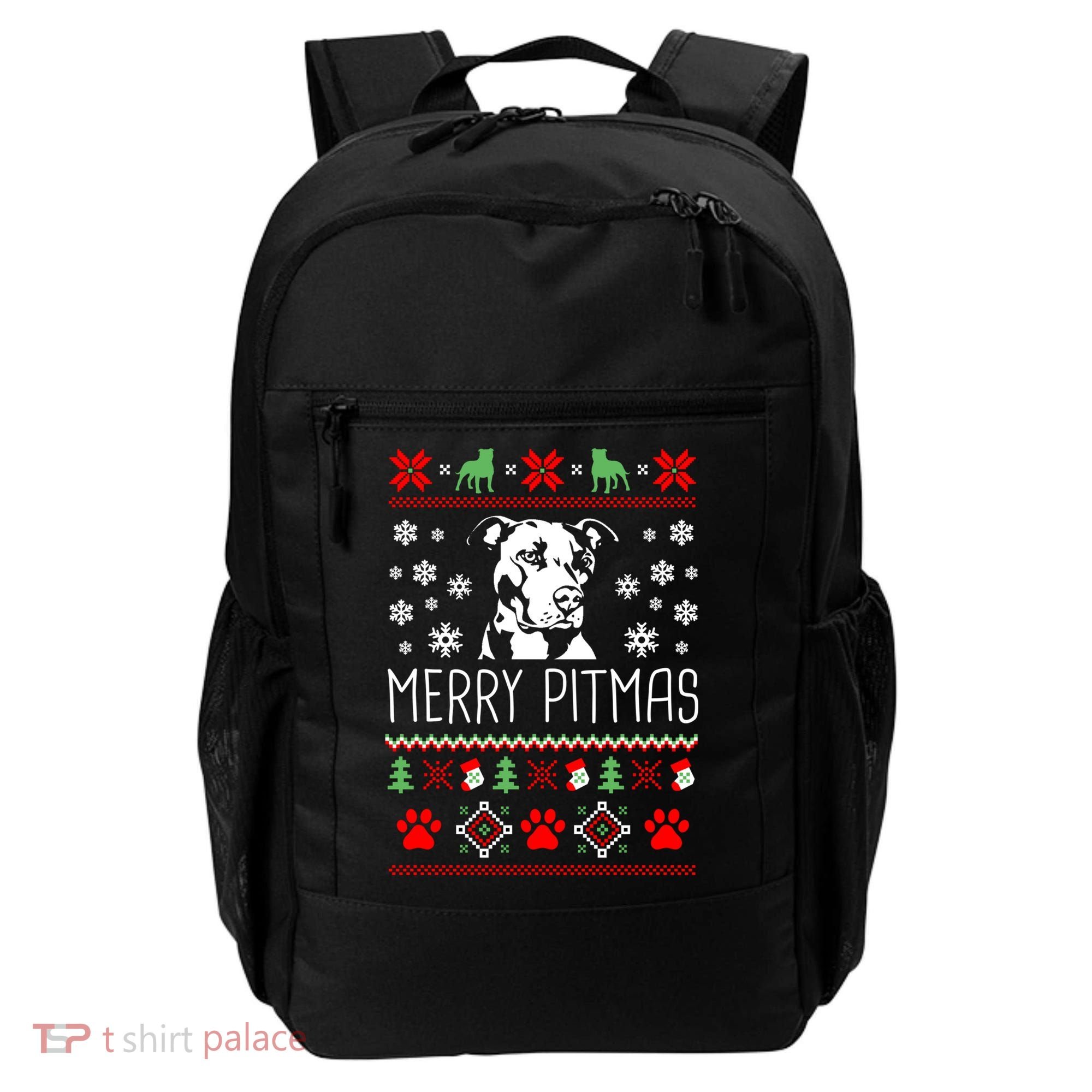 Pitbull Christmas Lovers Merry Pitmas Ugly Christmas Gift Backpack