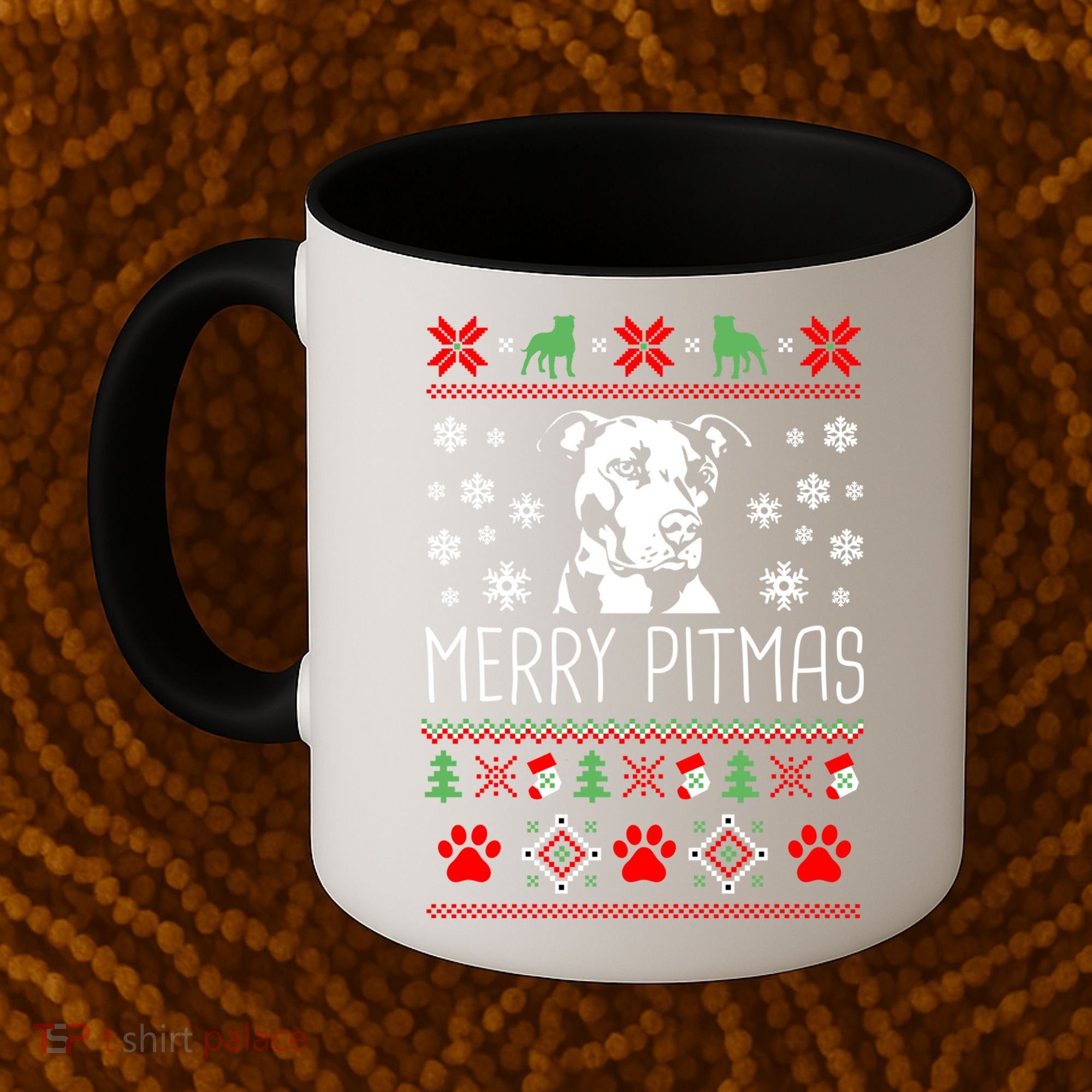 Pitbull Christmas Lovers Merry Pitmas Ugly Christmas Gift Coffee Mug