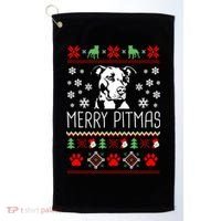 Pitbull Christmas Lovers Merry Pitmas Ugly Christmas Gift Golf Towel thumb 0