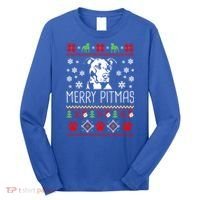 Pitbull Christmas Lovers Merry Pitmas Ugly Christmas Gift Long Sleeve Shirt thumb 0
