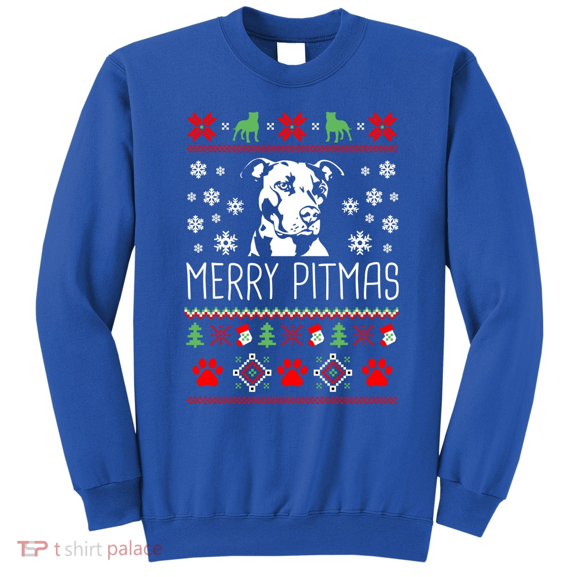 Pitbull Christmas Lovers Merry Pitmas Ugly Christmas Gift Sweatshirt