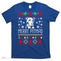 Pitbull Christmas Lovers Merry Pitmas Ugly Christmas Gift T-Shirt thumb 0