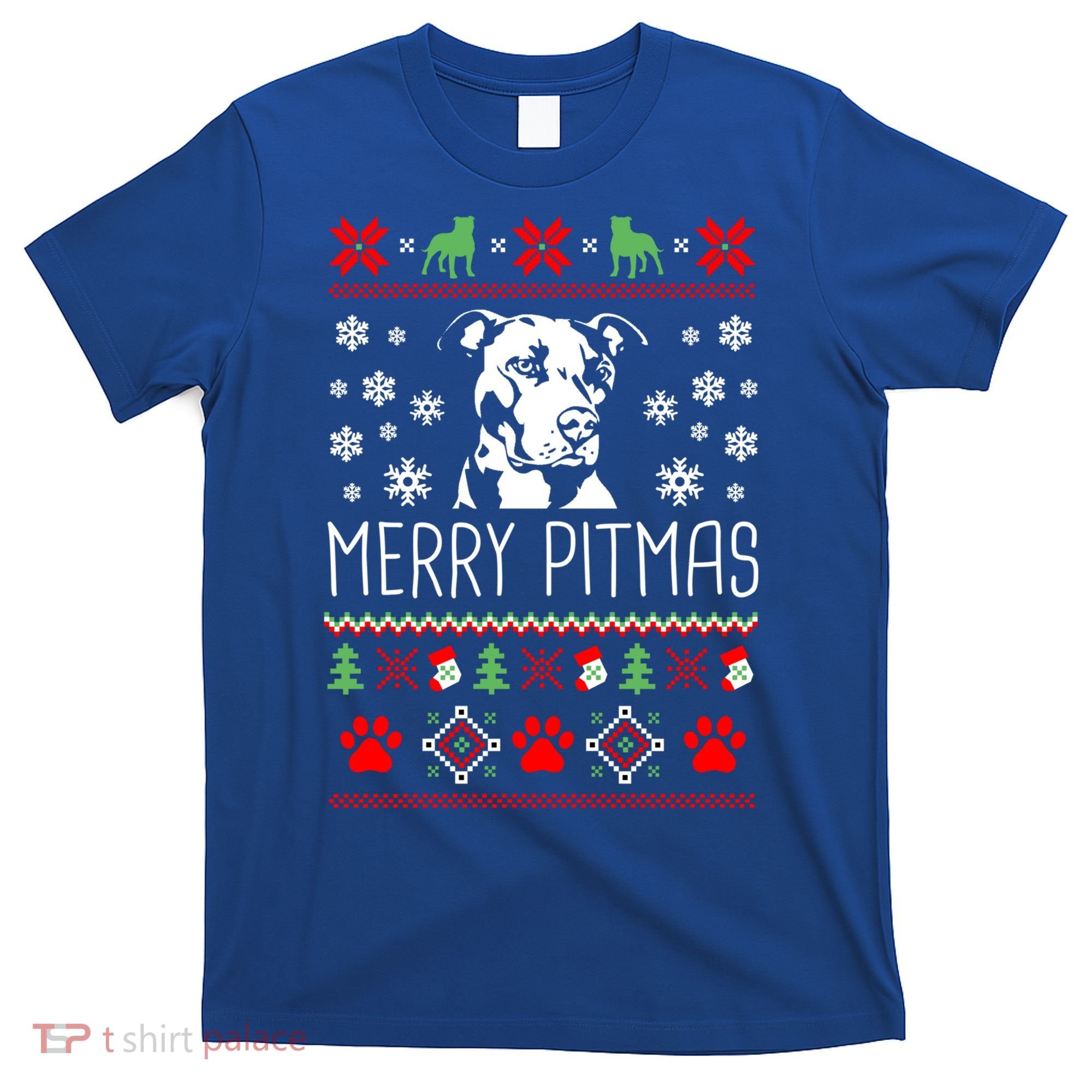 Pitbull Christmas Lovers Merry Pitmas Ugly Christmas Gift T-Shirt