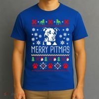 Pitbull Christmas Lovers Merry Pitmas Ugly Christmas Gift T-Shirt thumb 3
