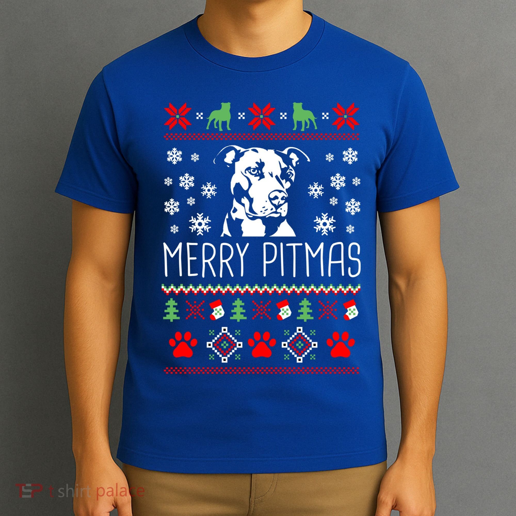 Pitbull Christmas Lovers Merry Pitmas Ugly Christmas Gift T-Shirt