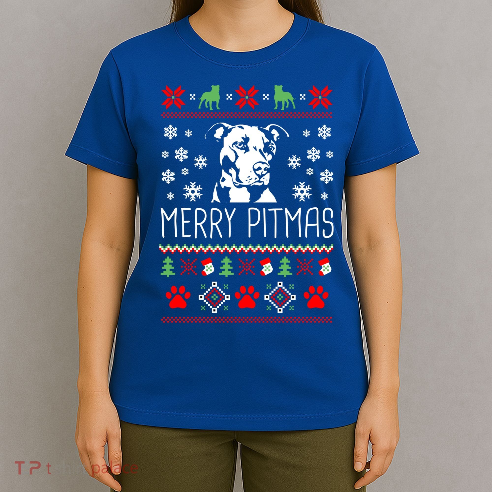 Pitbull Christmas Lovers Merry Pitmas Ugly Christmas Gift T-Shirt