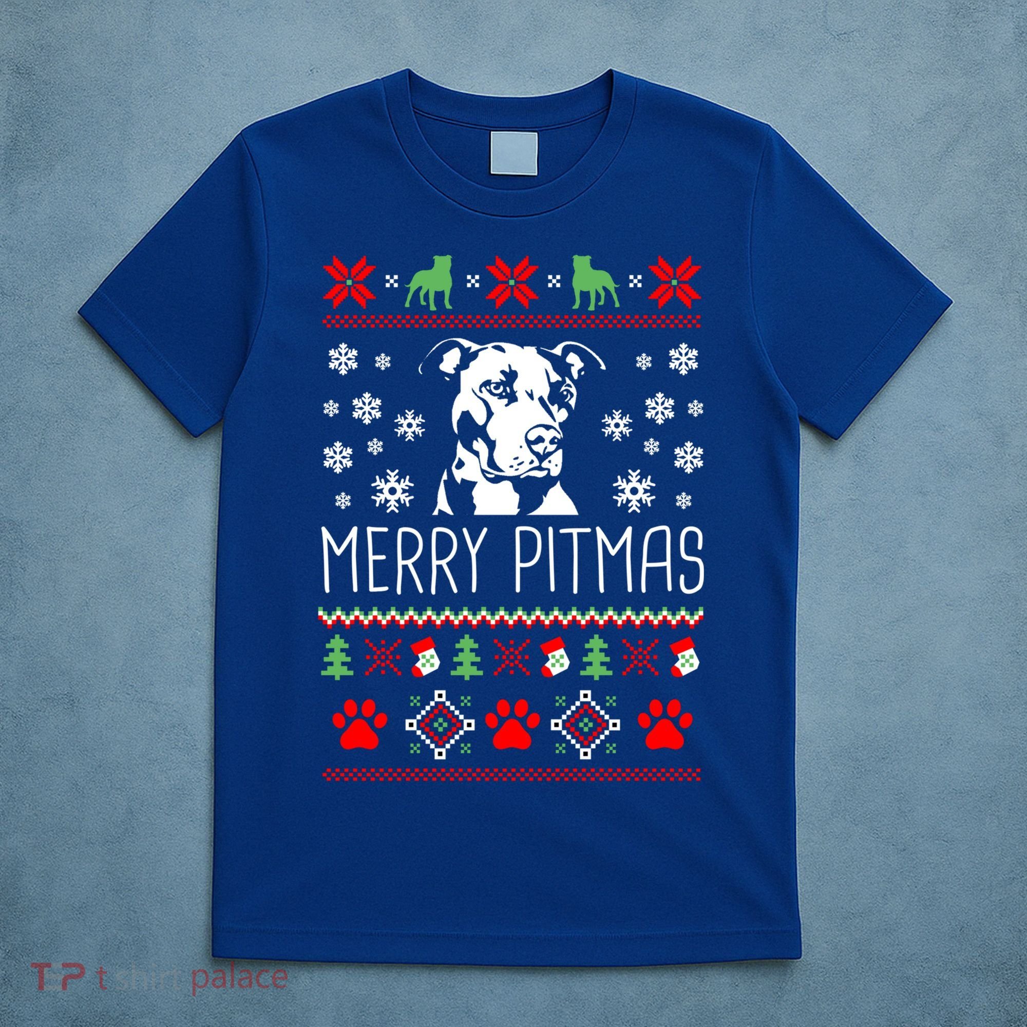 Pitbull Christmas Lovers Merry Pitmas Ugly Christmas Gift T-Shirt
