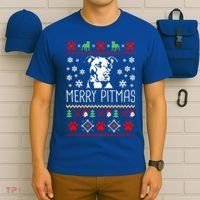 Pitbull Christmas Lovers Merry Pitmas Ugly Christmas Gift T-Shirt thumb 6
