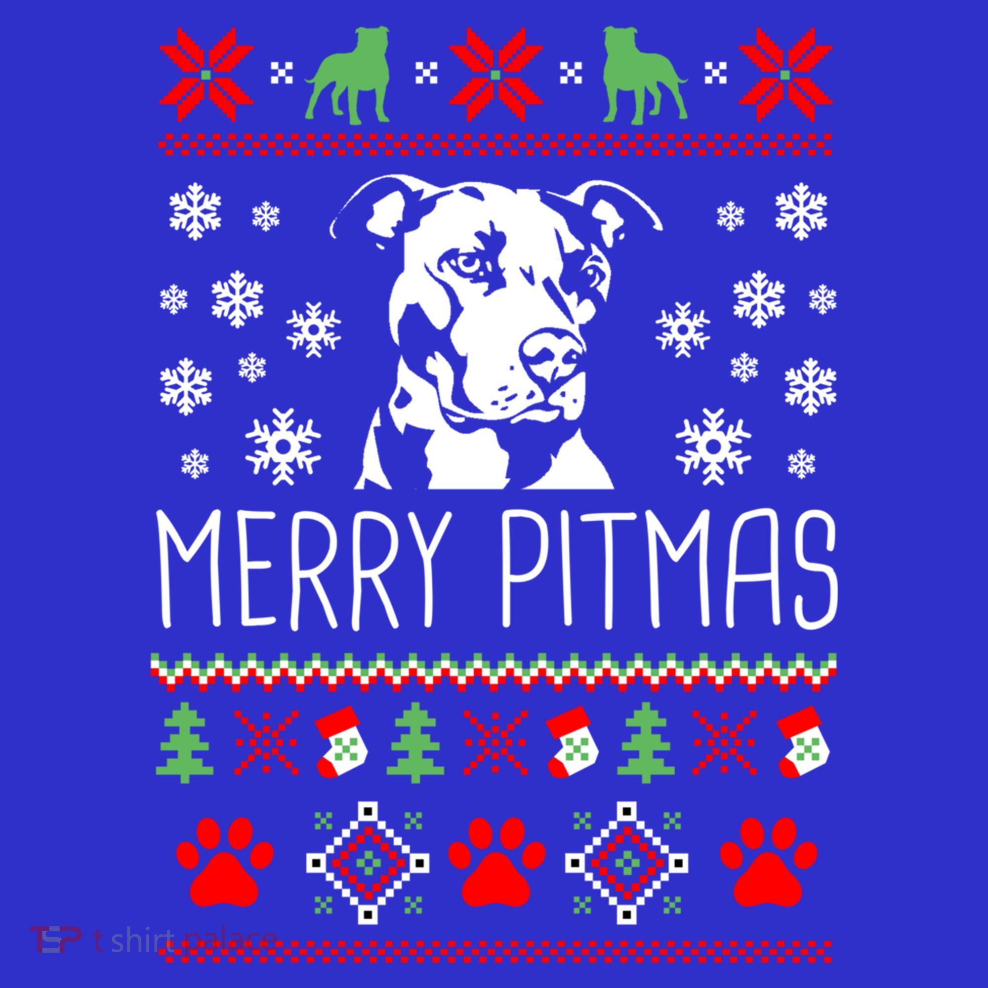 Pitbull Christmas Lovers Merry Pitmas Ugly Christmas Gift T-Shirt