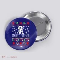 Pitbull Christmas Lovers Merry Pitmas Ugly Christmas Gift Button thumb 0