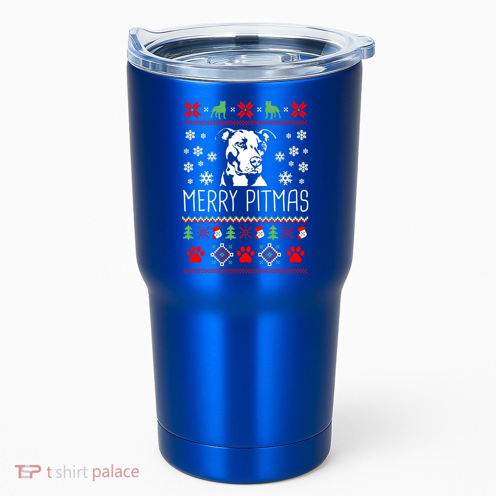 Pitbull Christmas Lovers Merry Pitmas Ugly Christmas Gift Tumbler