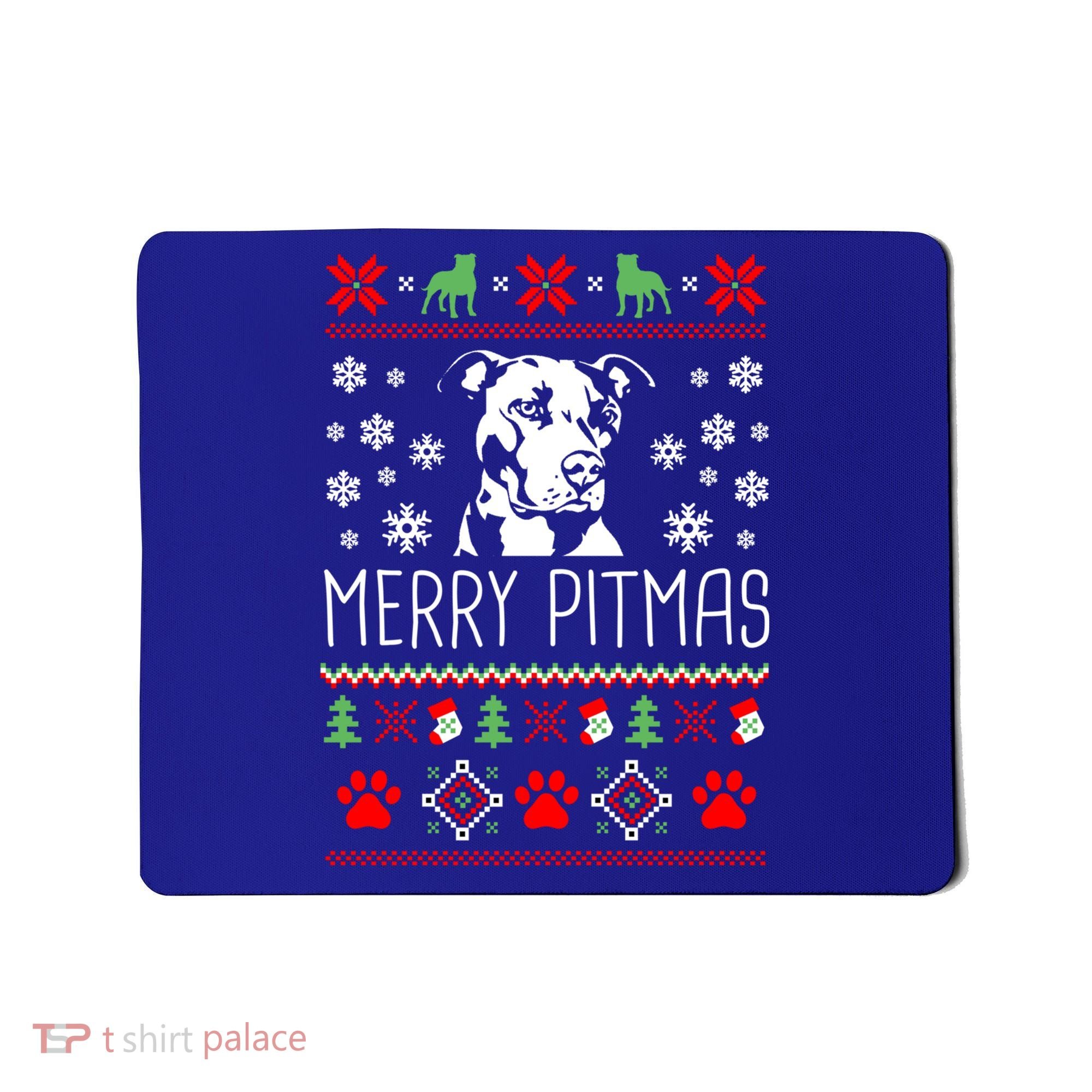 Pitbull Christmas Lovers Merry Pitmas Ugly Christmas Gift Mousepad