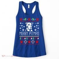 Pitbull Christmas Lovers Merry Pitmas Ugly Christmas Gift Women's Tank Top thumb 0