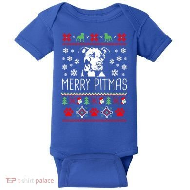 Pitbull Christmas Lovers Merry Pitmas Ugly Christmas Gift Baby Bodysuit
