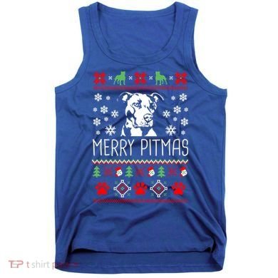 Pitbull Christmas Lovers Merry Pitmas Ugly Christmas Gift Tank Top