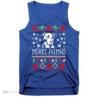 Pitbull Christmas Lovers Merry Pitmas Ugly Christmas Gift Tank Top thumb 0