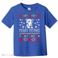 Pitbull Christmas Lovers Merry Pitmas Ugly Christmas Gift Toddler T-Shirt thumb 0