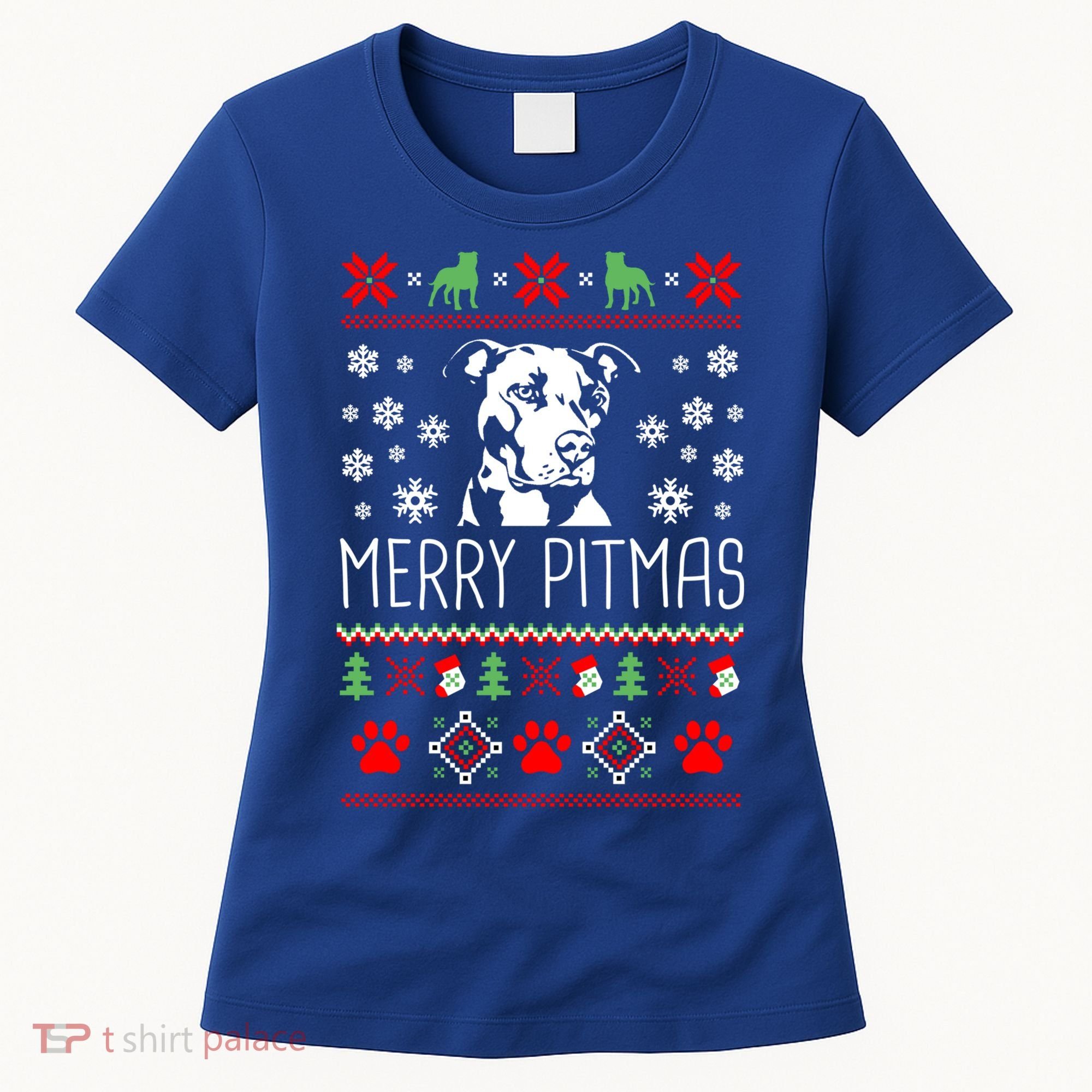 Pitbull Christmas Lovers Merry Pitmas Ugly Christmas Gift Women's T-Shirt