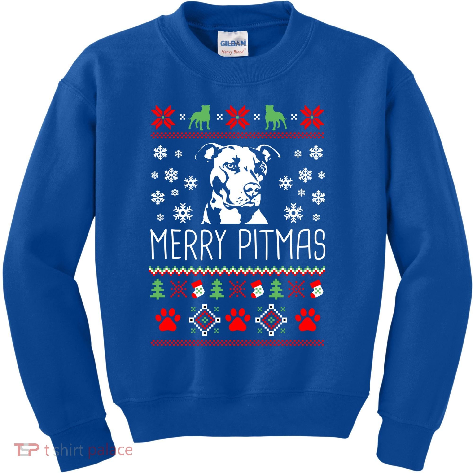 Pitbull Christmas Lovers Merry Pitmas Ugly Christmas Gift Kids Sweatshirt