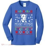 Pitbull Christmas Lovers Merry Pitmas Ugly Christmas Gift Kids Long Sleeve Shirt thumb 0