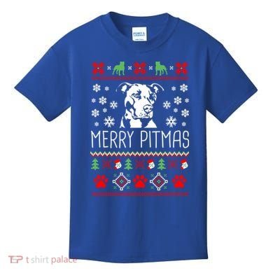 Pitbull Christmas Lovers Merry Pitmas Ugly Christmas Gift Kids T-Shirt