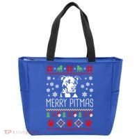 Pitbull Christmas Lovers Merry Pitmas Ugly Christmas Gift Tote Bag thumb 0