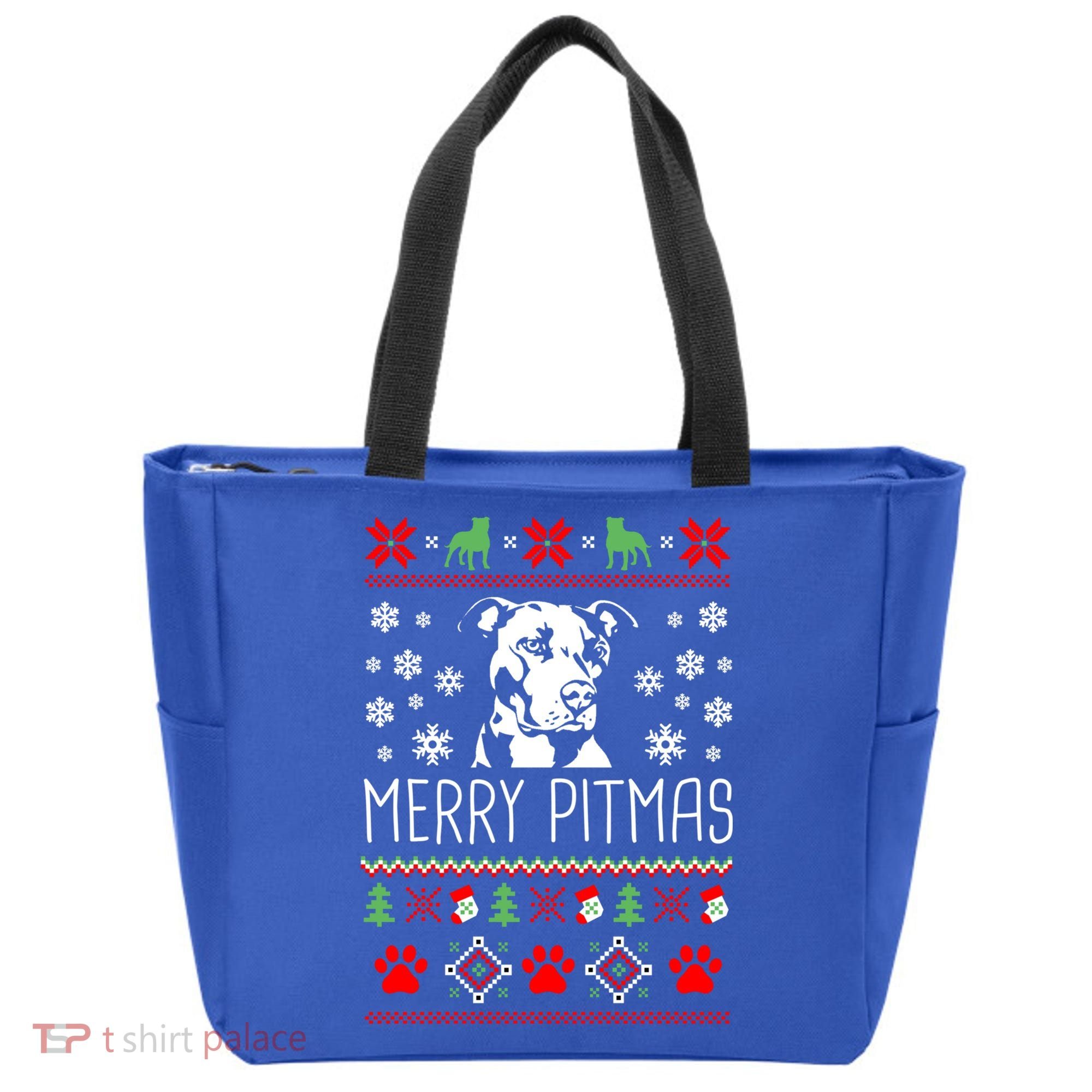 Pitbull Christmas Lovers Merry Pitmas Ugly Christmas Gift Tote Bag