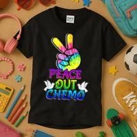 PeaceOut Chemo Last Day Of Chemo End Chemotherapy Cancer Kids T-Shirt thumb 3