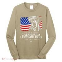 Proud Catahoula Leopard Dog Dad American Flag Patriotic Dog Long Sleeve Shirt thumb 0