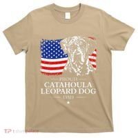 Proud Catahoula Leopard Dog Dad American Flag Patriotic Dog T-Shirt thumb 0