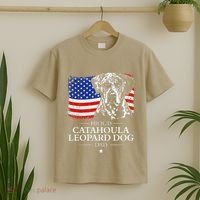 Proud Catahoula Leopard Dog Dad American Flag Patriotic Dog T-Shirt thumb 2