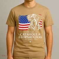 Proud Catahoula Leopard Dog Dad American Flag Patriotic Dog T-Shirt thumb 3