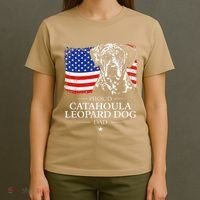 Proud Catahoula Leopard Dog Dad American Flag Patriotic Dog T-Shirt thumb 4