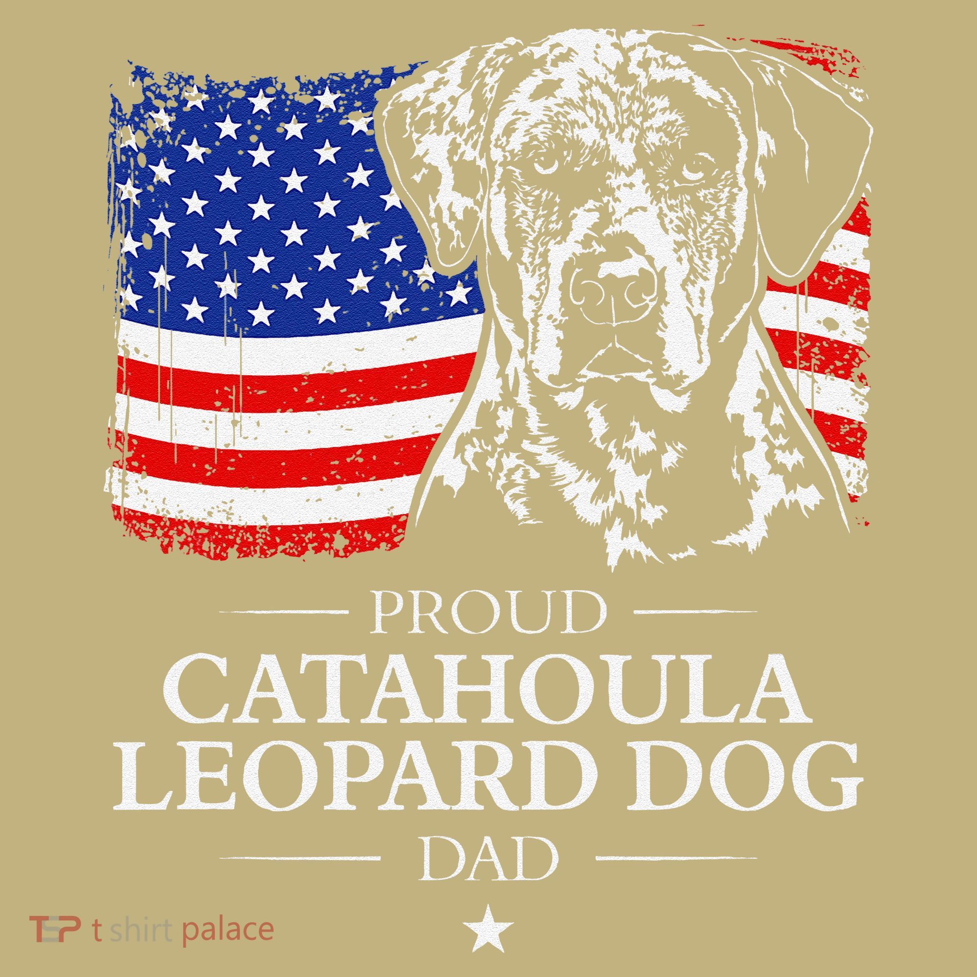 Proud Catahoula Leopard Dog Dad American Flag Patriotic Dog Polo