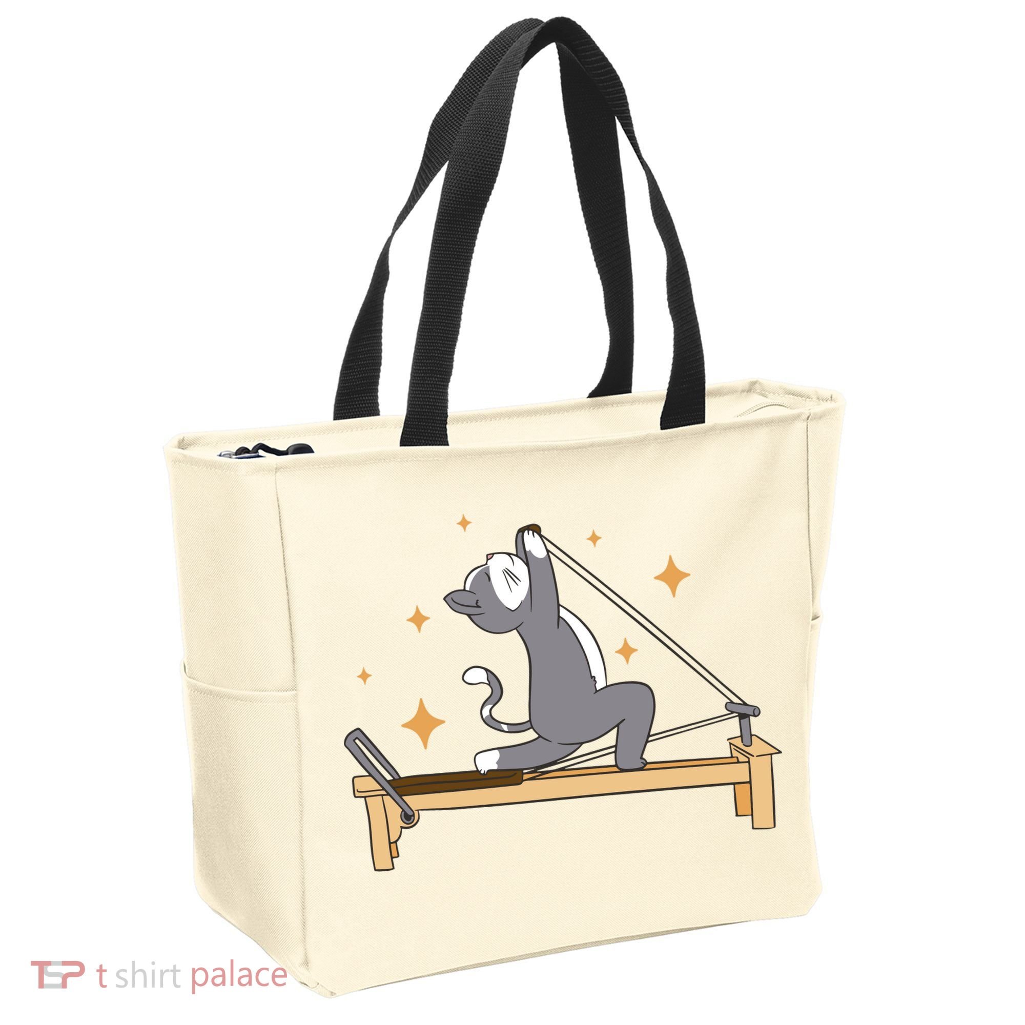 Pilates Cat Lover Funny Tote Bag